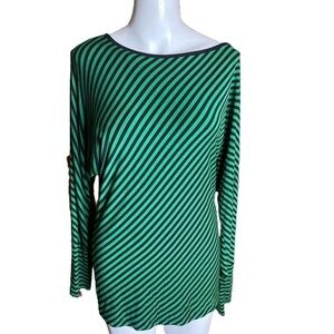 Micheal Micheal Kors Green Striped Top Size M